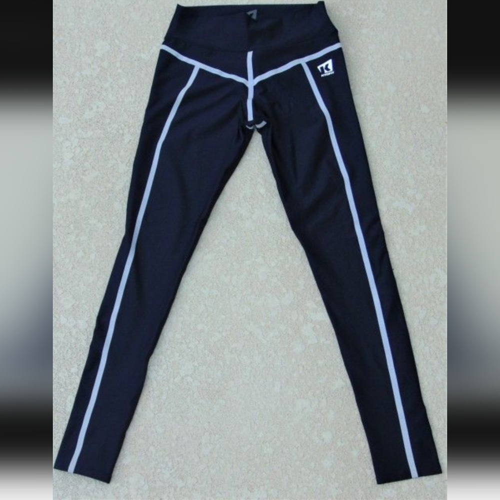 KYOFIT BONDED LEGGING DARK BLUE&WHITE SEAMS SIZE M-L THERMOSEALED HEMS
